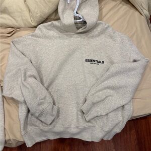 Essentials Gray Pullover Hoodie with Chest Logo